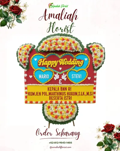 Karangan Papan Bunga Pernikahan di Pengilon